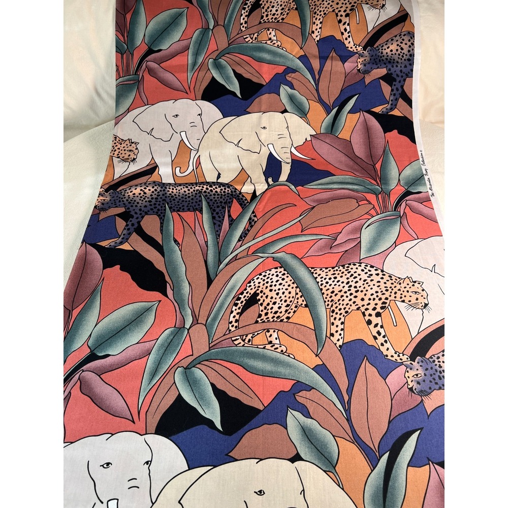 Fabric -VTG 90s Alexander Henry Elephant Leopard Jungle Theme Purple 36" x 44" W